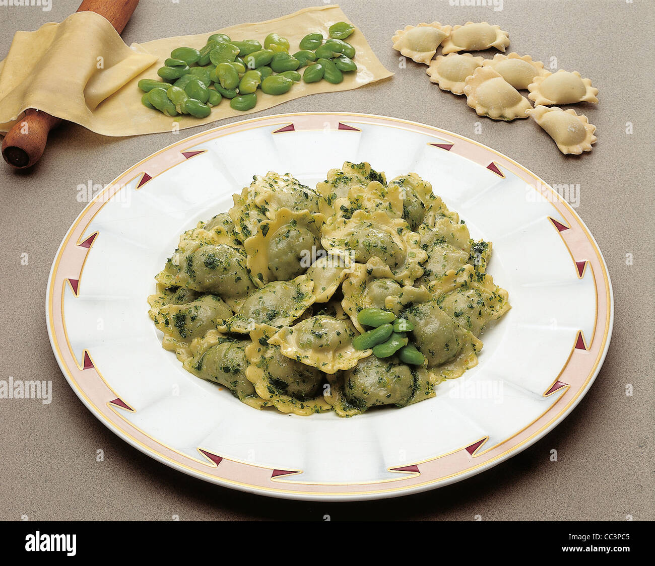Kitchen Fave Ravioli With Basil And Marjoram Stock Photo Alamy