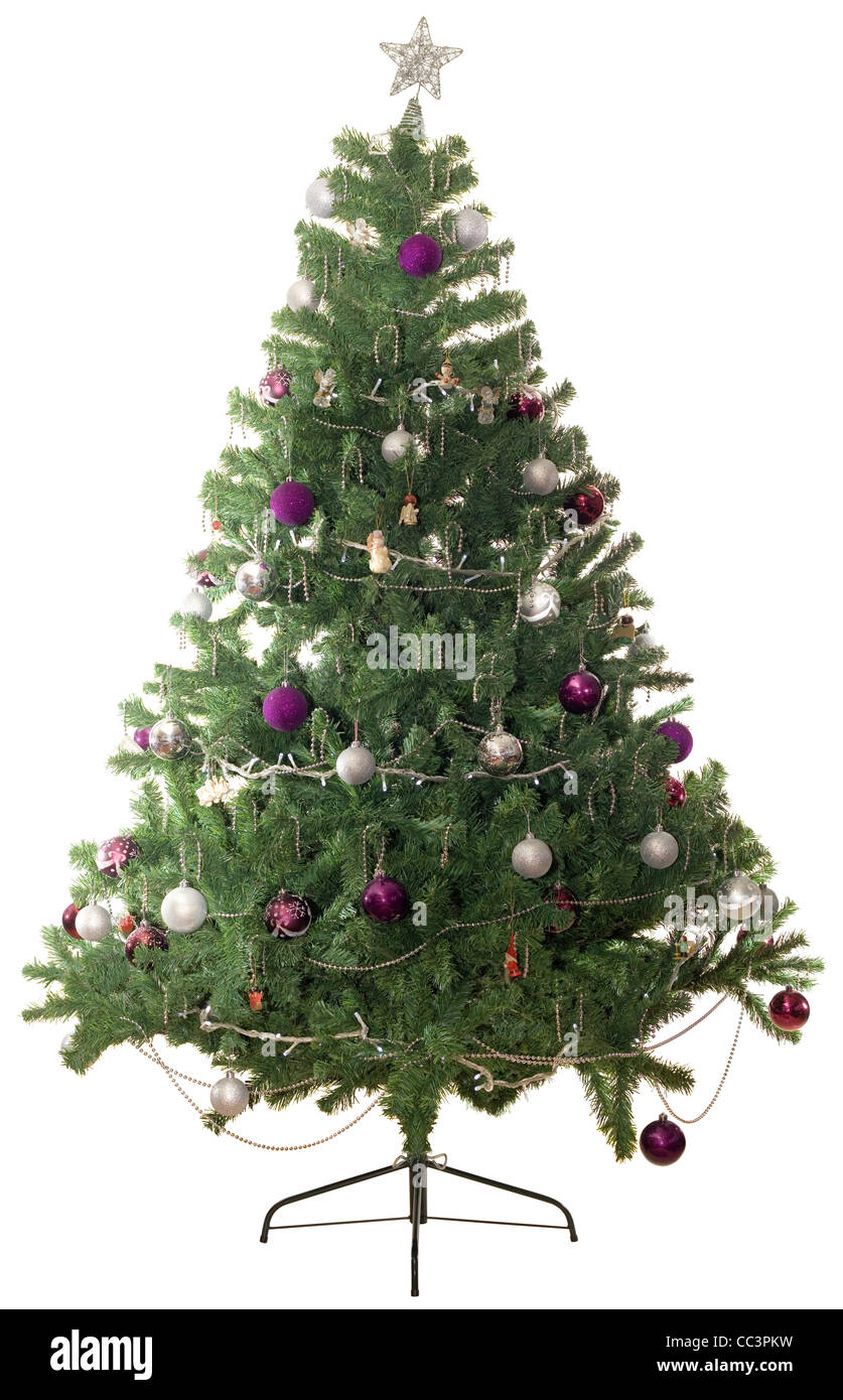 Christmas tree isolated on white background Stock Photo - Alamy