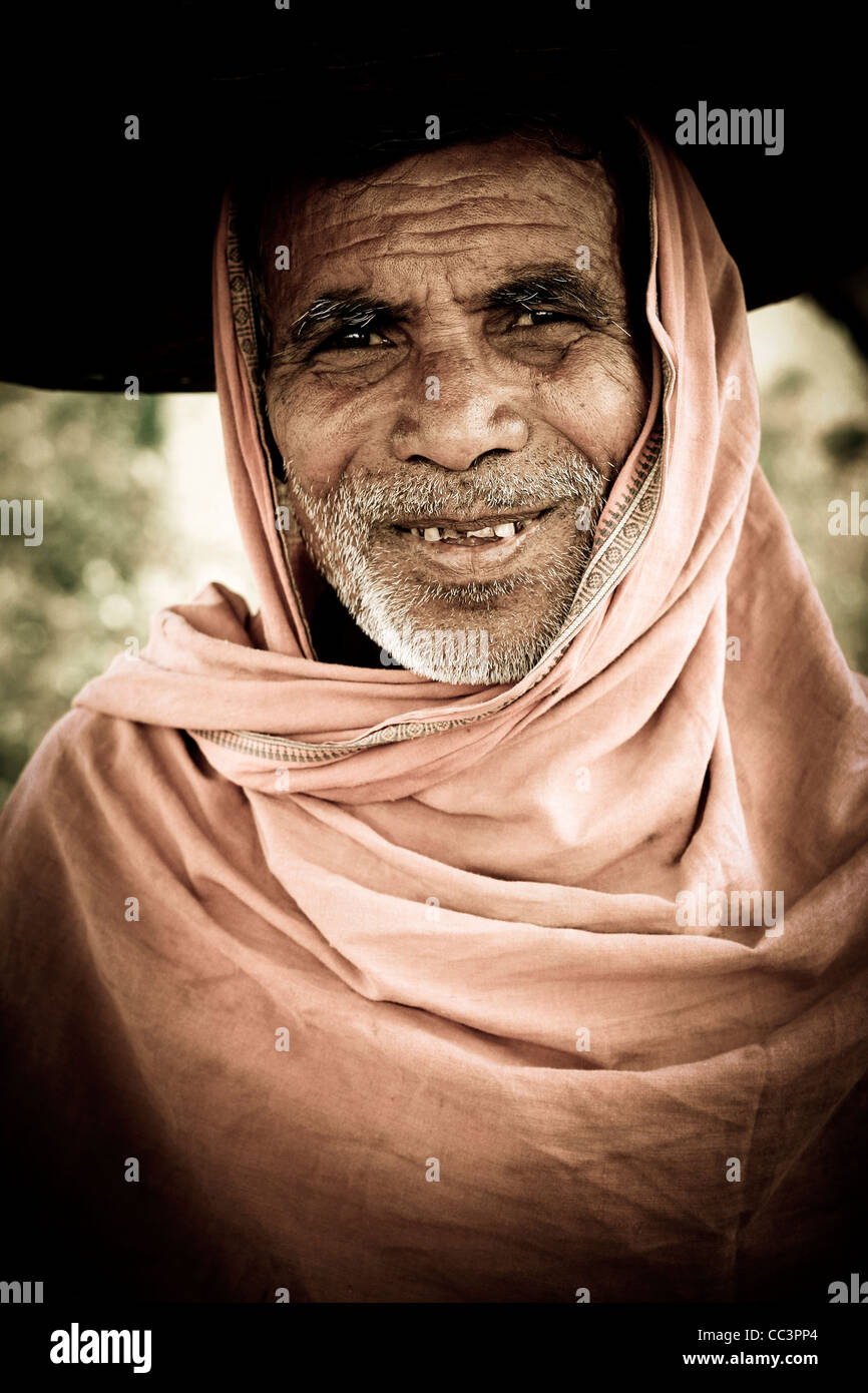 Portrait of a local herdsman in Orissa, Eastern India. Stock Photo