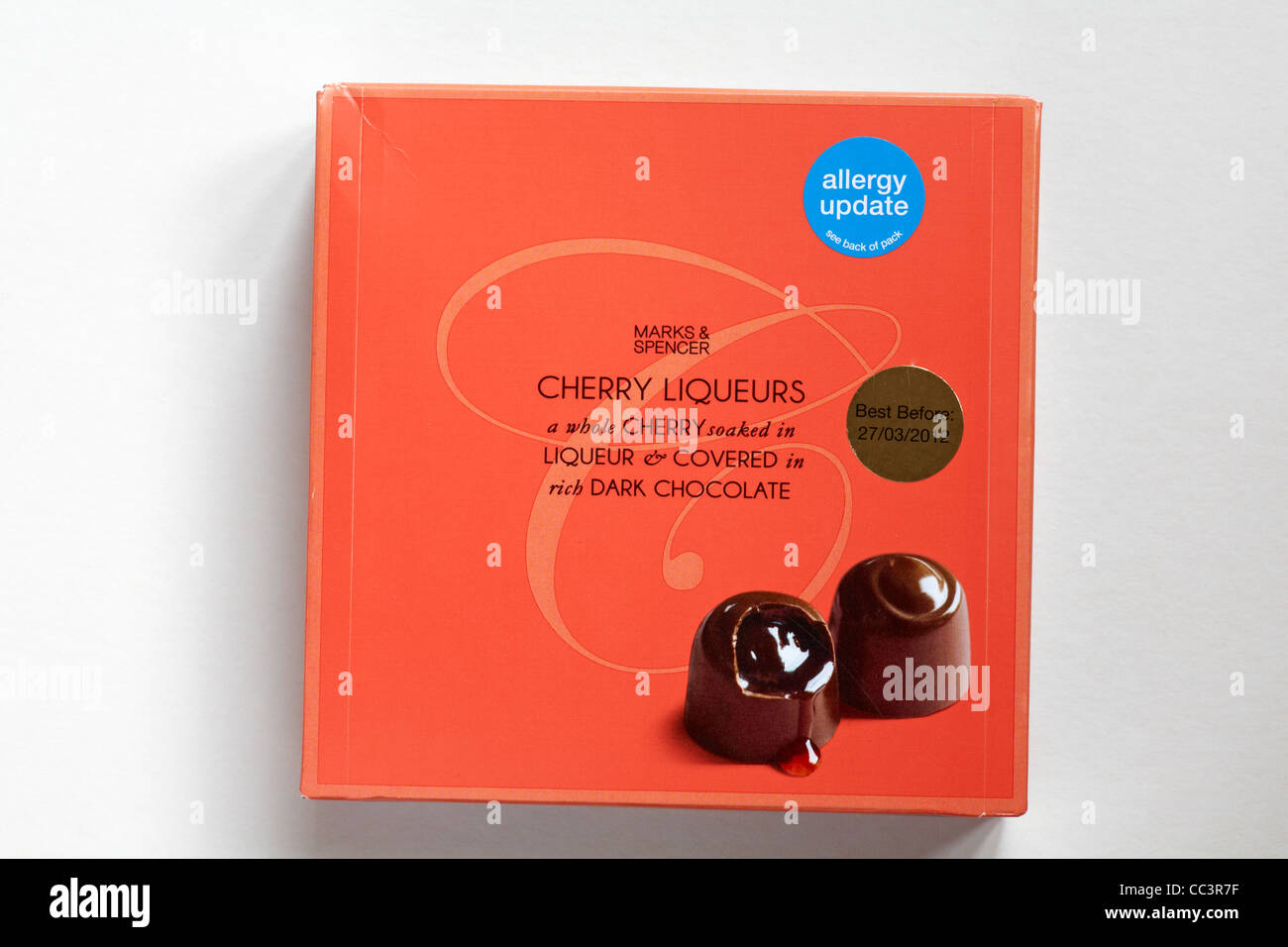 Box Of Marks Spencer Cherry Liqueurs A Whole Cherry Soaked In Liqueur And Covered In Rich Dark Chocolate Isolated On White Background Stock Photo Alamy