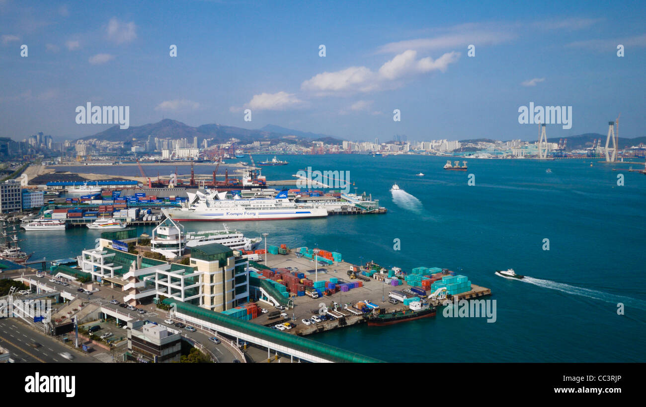 Korea, Gyeongsangnam-do, Busan, View of harbour Stock Photo