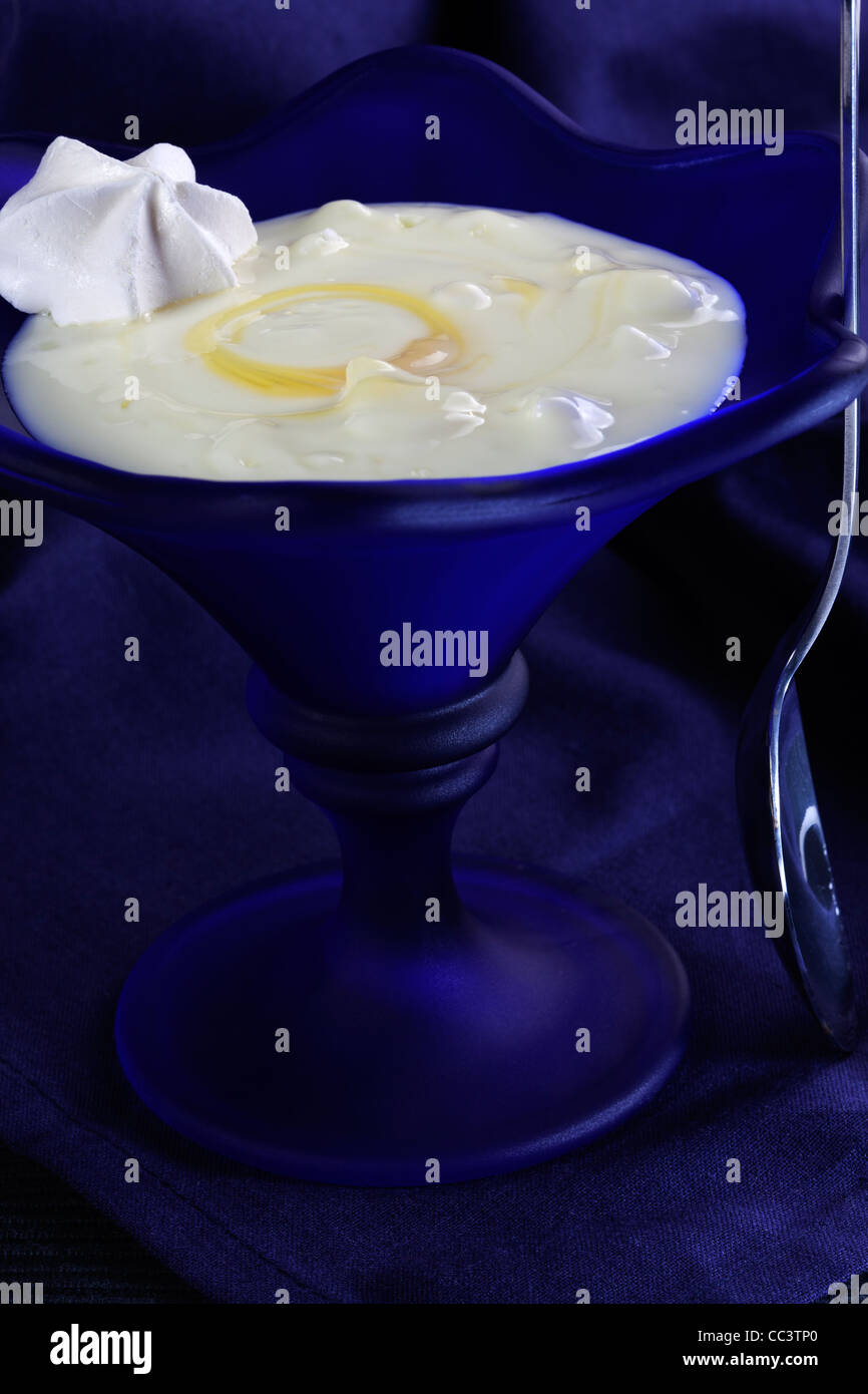 desert made of yoghurt, lemon curd and meringue Stock Photo