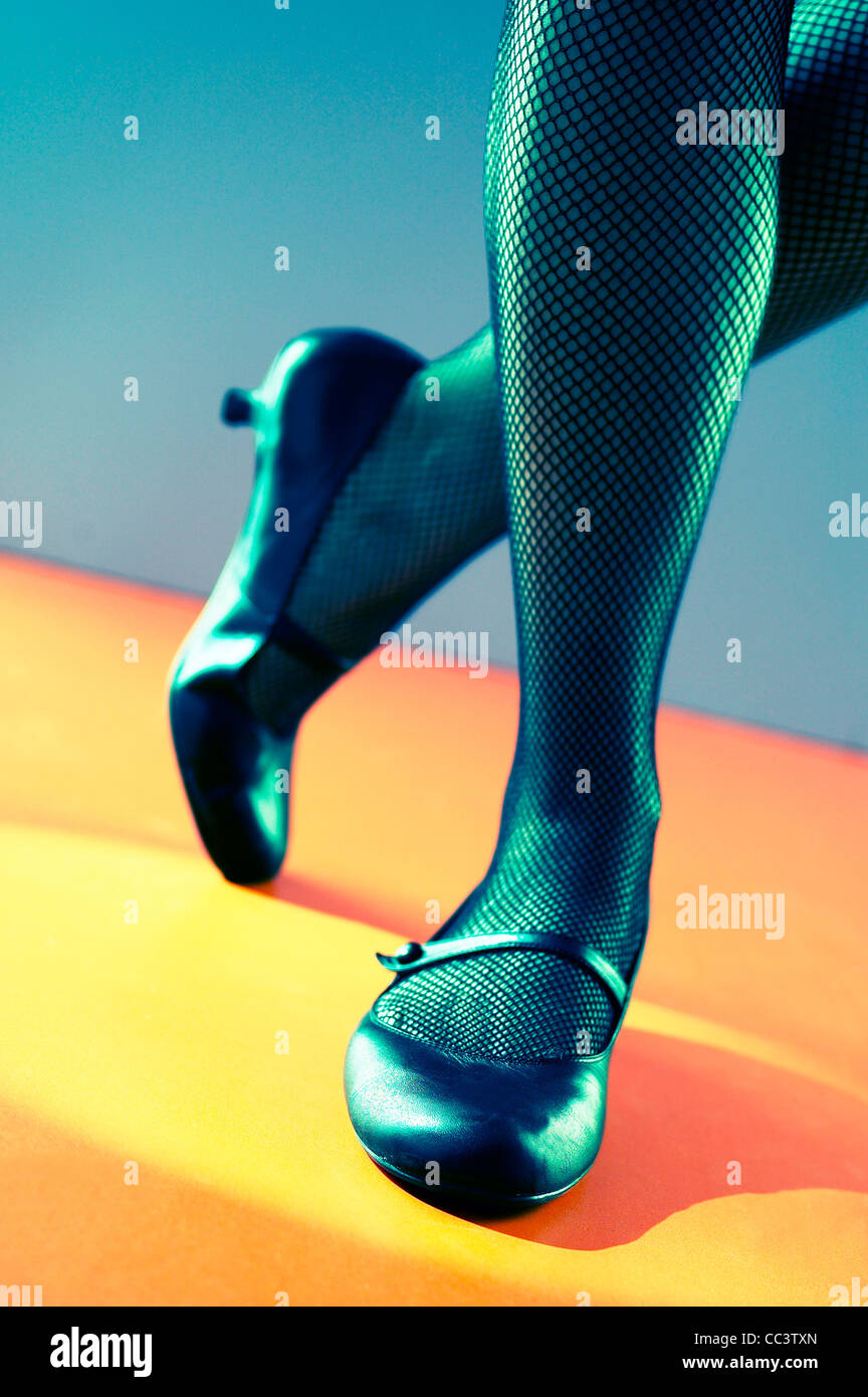 Close up of a tap dancer's legs. Stock Photo