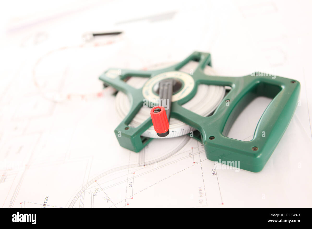 ARCHITECTS DRAWING PLAN TAPE MEASURE PLANNING Stock Photo Alamy