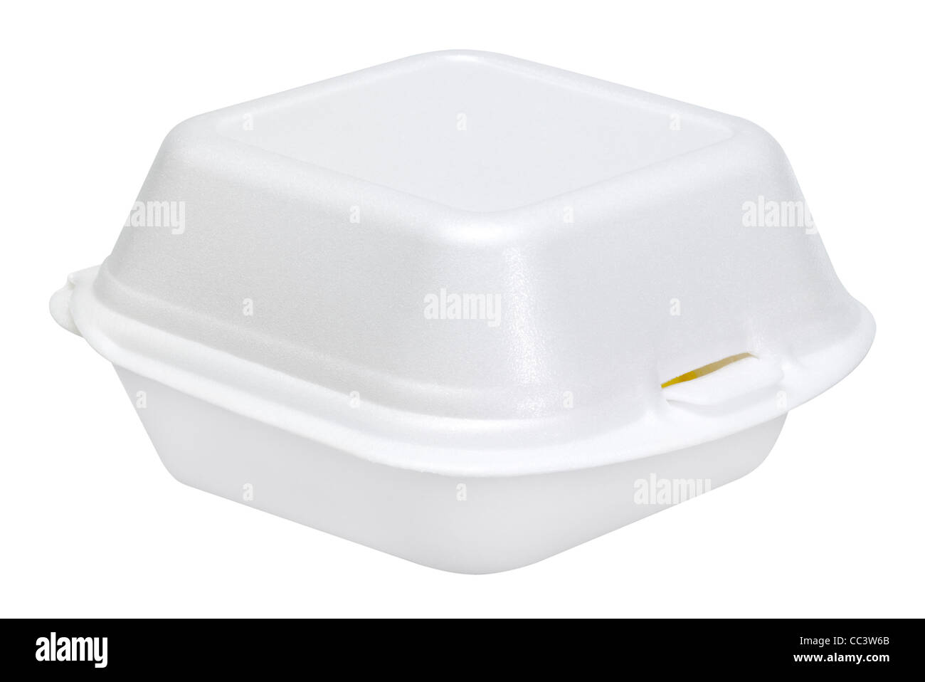 a white junk food box made of plastic in white back Stock Photo