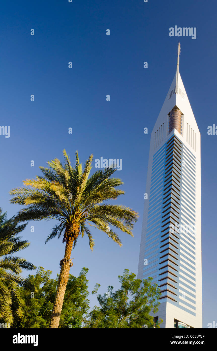 UAE, Dubai, Sheikh Zayed Road, Emirates Towers Stock Photo