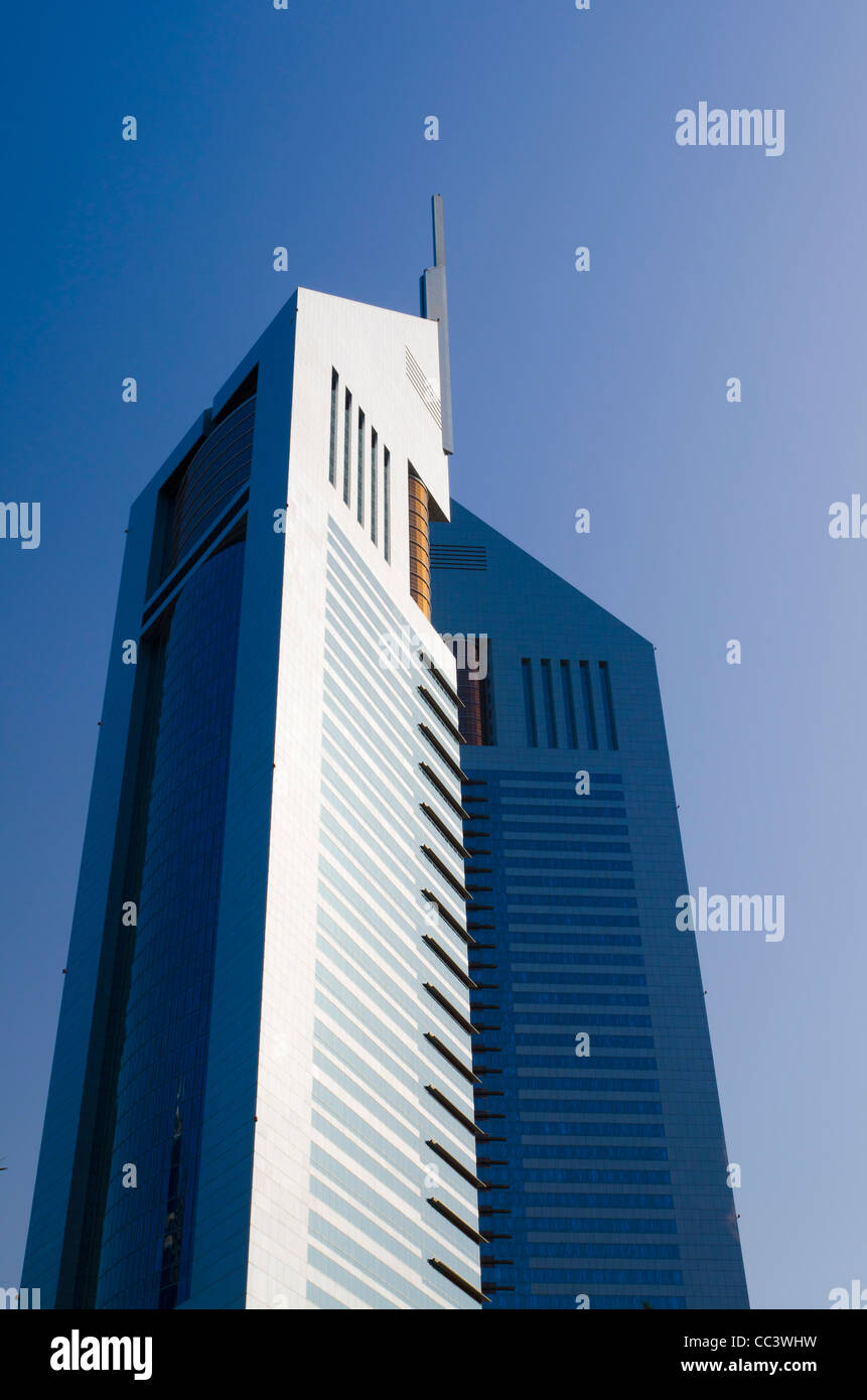 UAE, Dubai, Sheikh Zayed Road, Emirates Towers Stock Photo