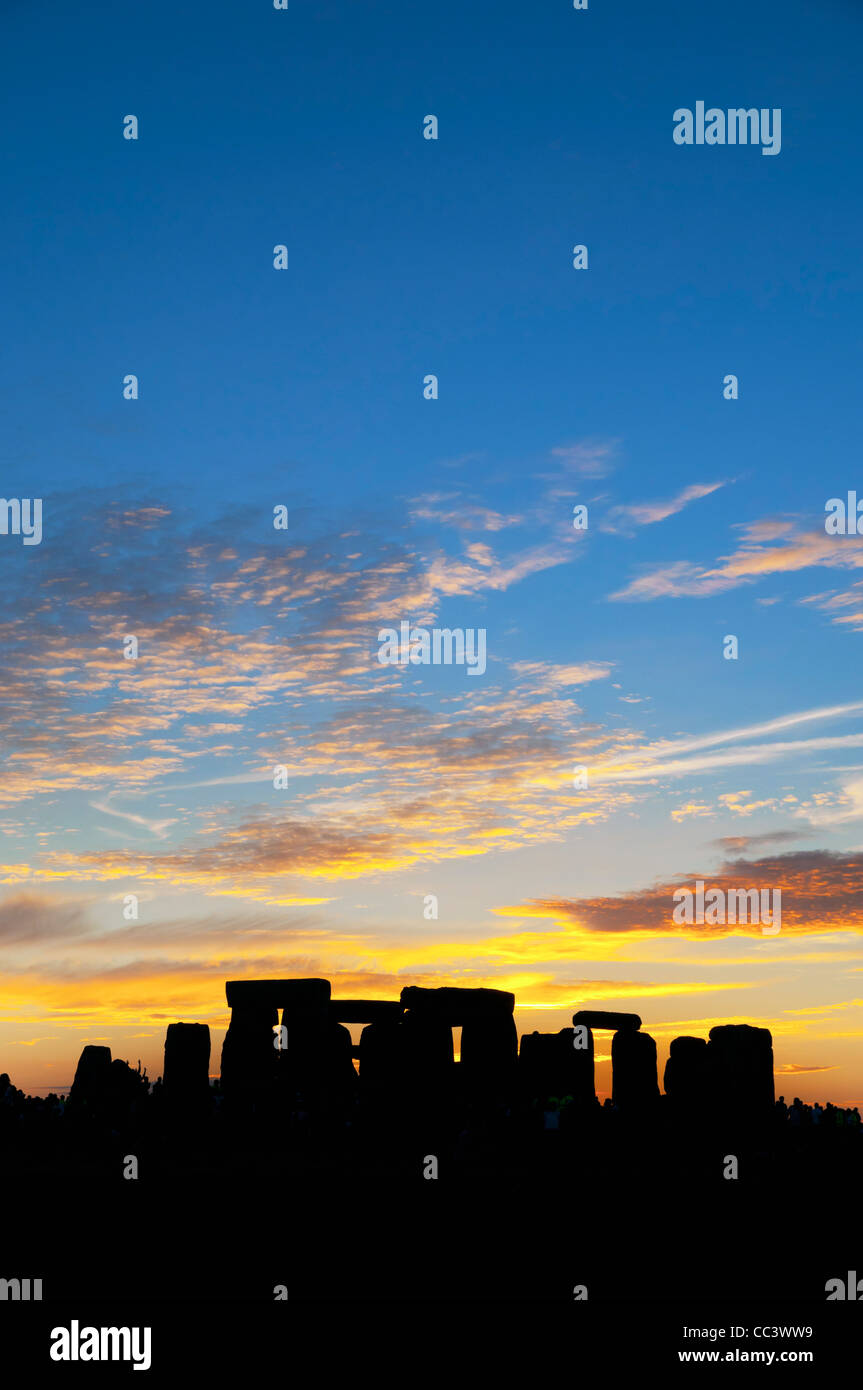 UK, England, Wiltshire, Stonehenge, Summer Solstice Celebrations Stock Photo