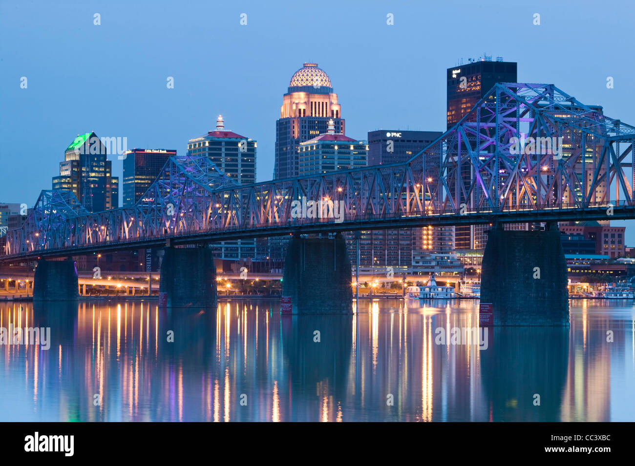 USA, Kentucky, Louisville, City View and Clark Memorial Bridge Stock Photo Alamy