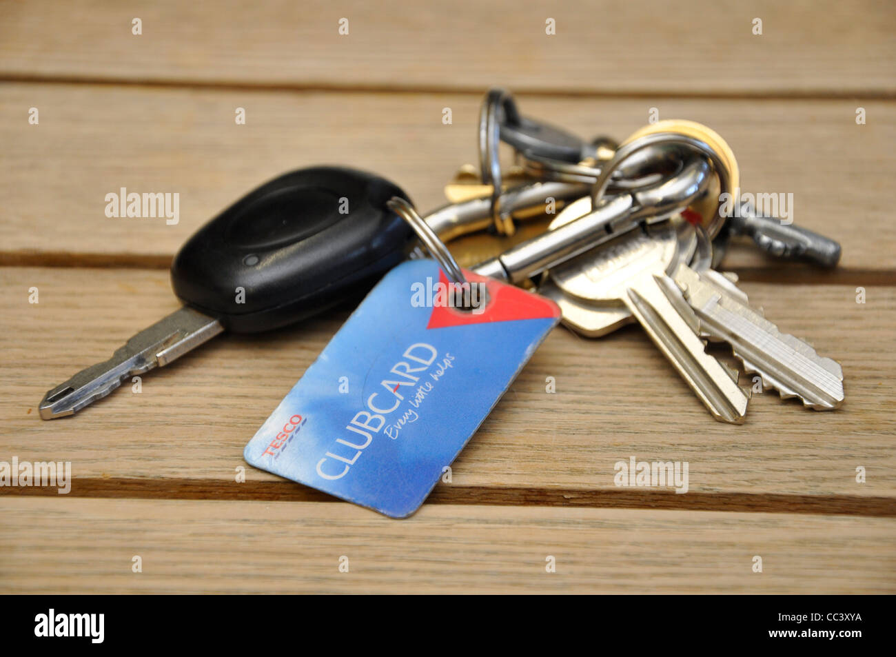 Tesco clubcard on bunch of keys. Stock Photo
