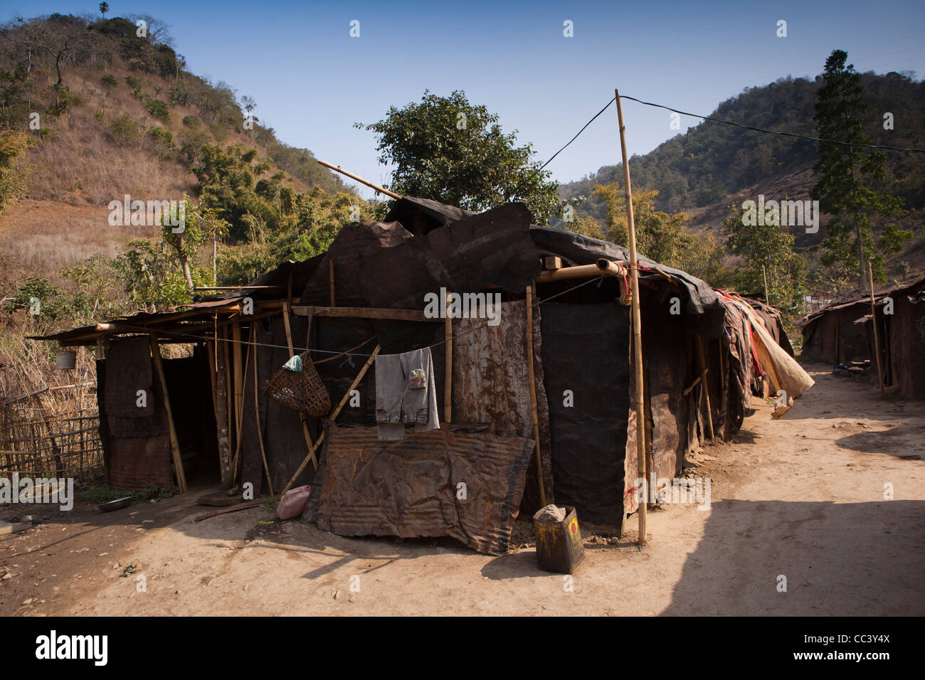 India, Arunachal Pradesh, Yazali, temporary houses built from old
