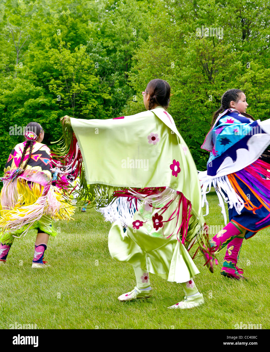 OTTAWA, CANADA - MAY 28: Unidentified women dancers during the Powwow festival at Ottawa Municipal park on May 28, 2011. Stock Photo