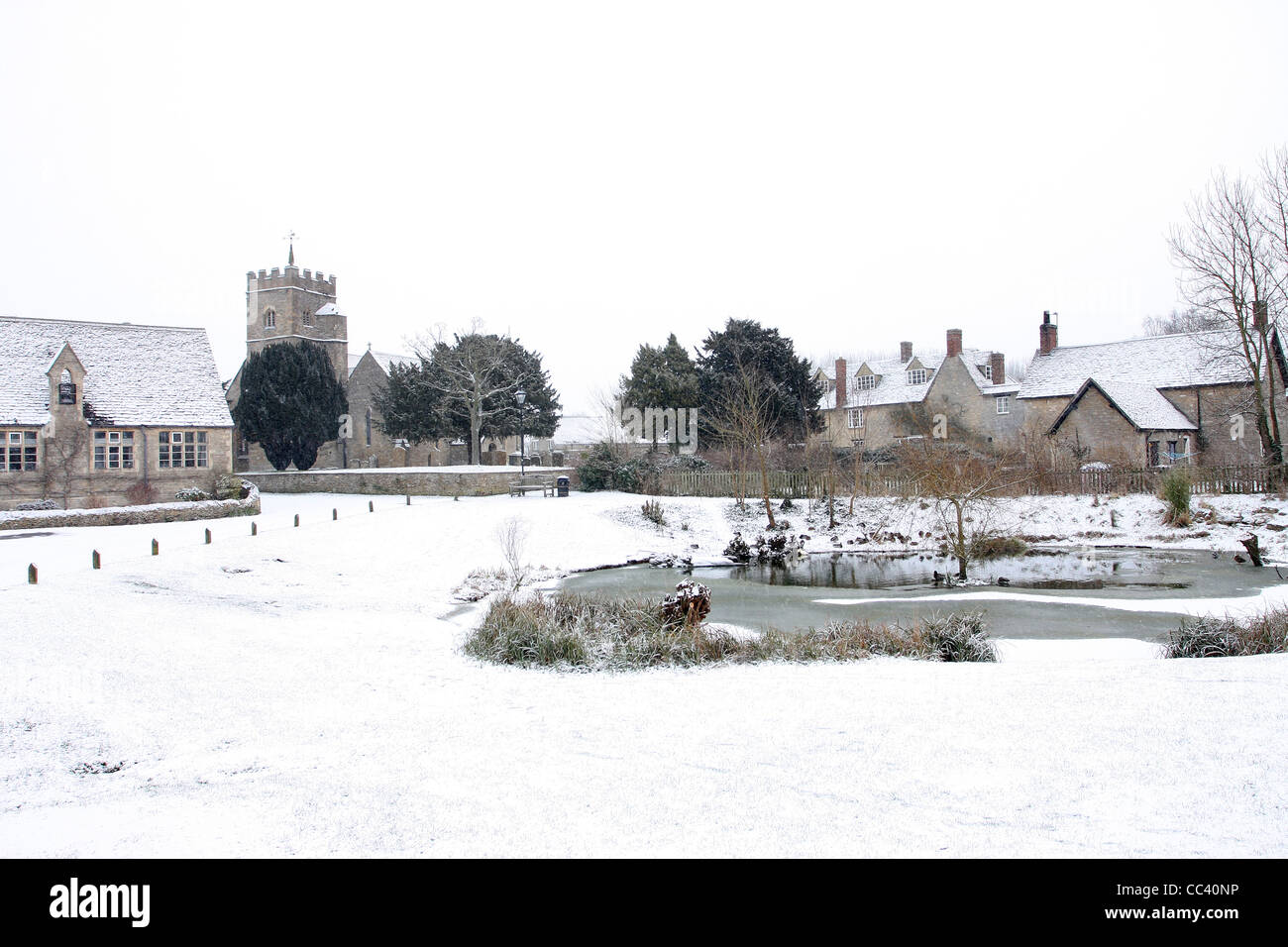 Ducklington Covered In Snow Cotswolds Oxfordshire Stock Photo