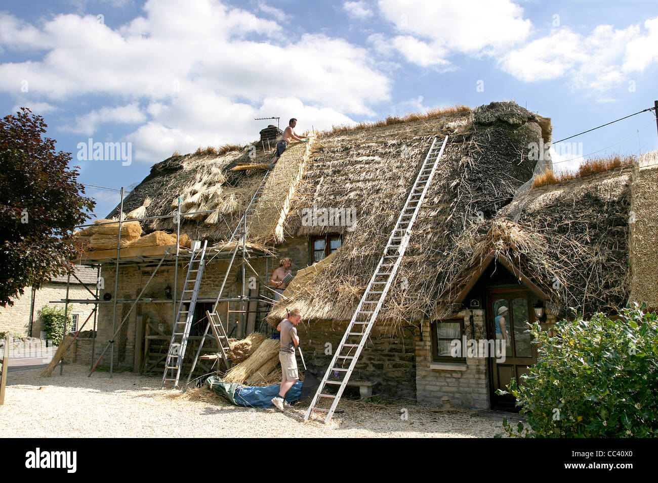 Roof Being Thatched Stock Photo