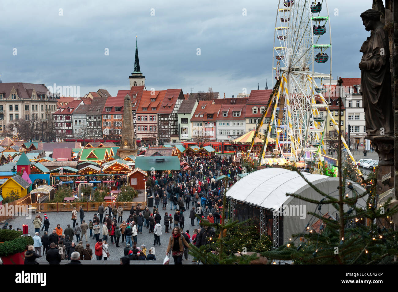Erfurt Christmas Market. Cathedral Square. Thuringia, Germany, Europe Stock Photo