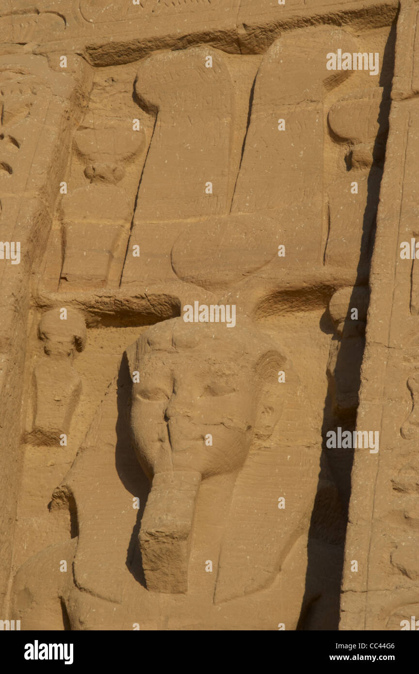 Pharaoh Ramses II (1290-1224 BC). New Kingdom. Temple of Hathor or Small Temple. Abu Simbel. Egypt. Stock Photo