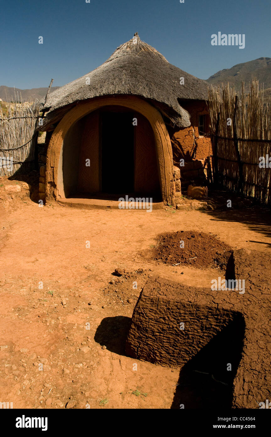 dwelling place with outdoor ovens, malealea village, lesotho, africa Stock Photo