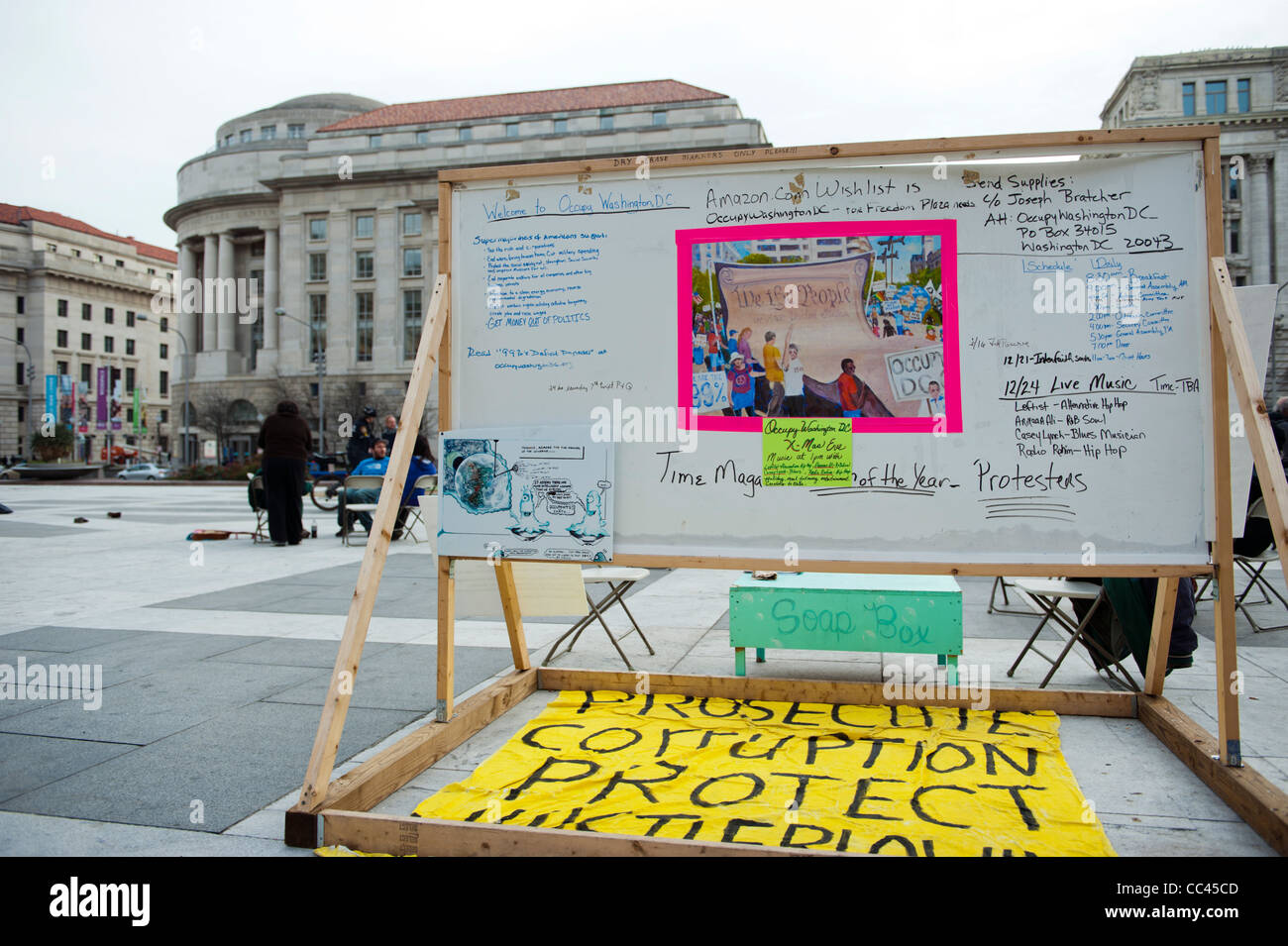 The Occupy Washington DC protest is set up on Freedom Plaza. Stock Photo