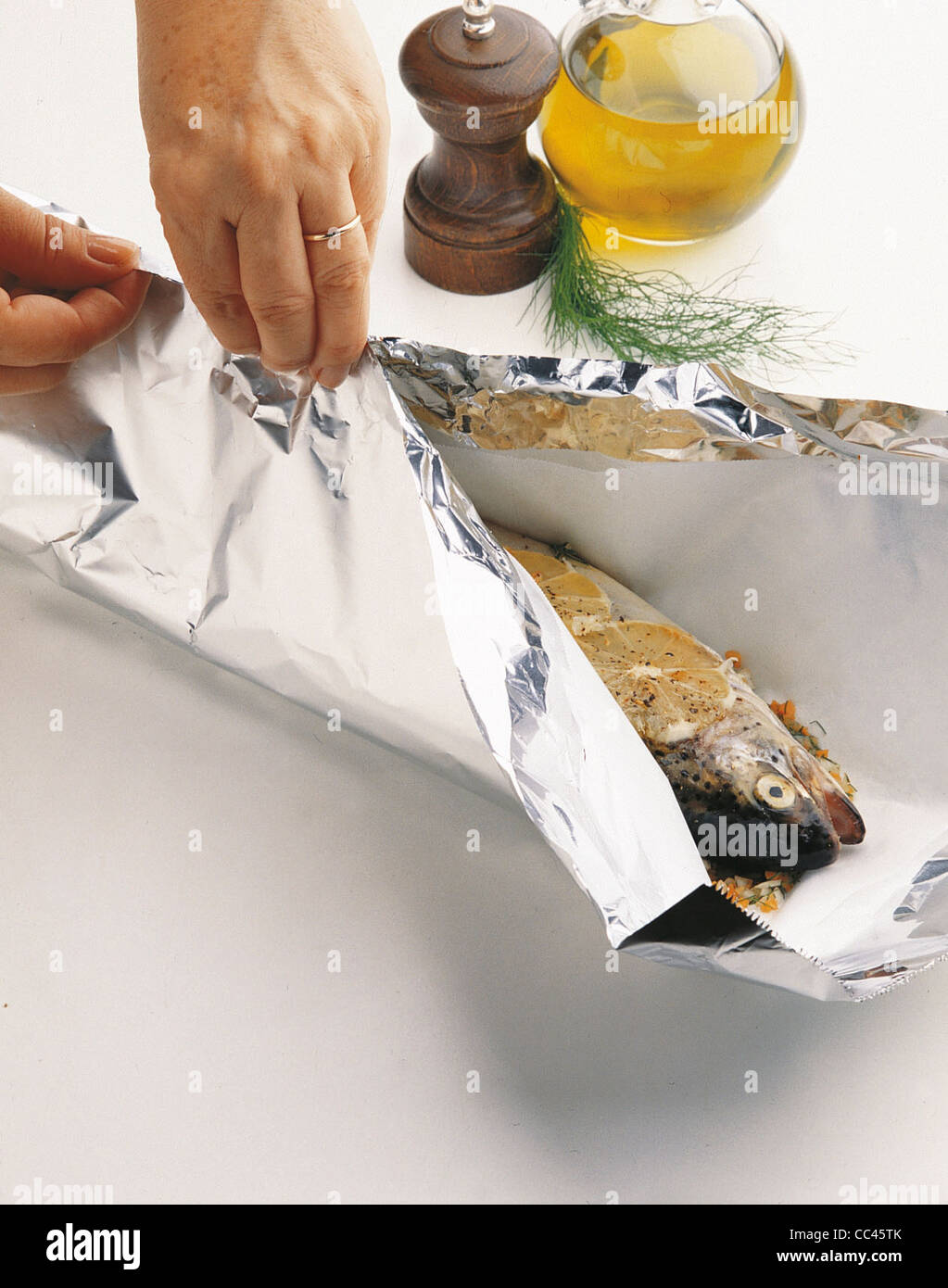 Cuisine: Fish In Foil (3 Stock Photo - Alamy