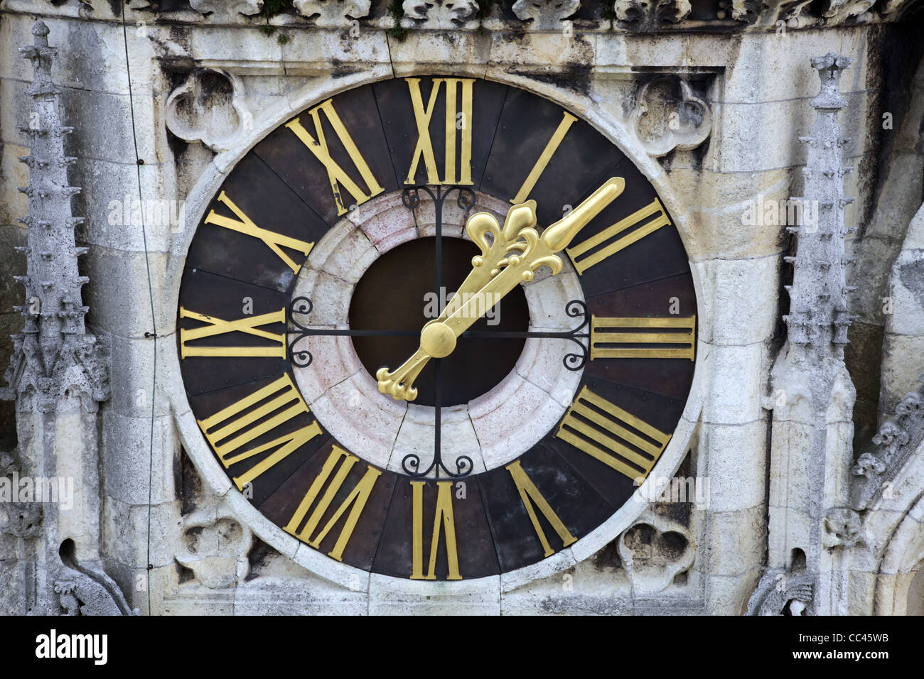 Clock on Zagreb cathedral Stock Photo Alamy