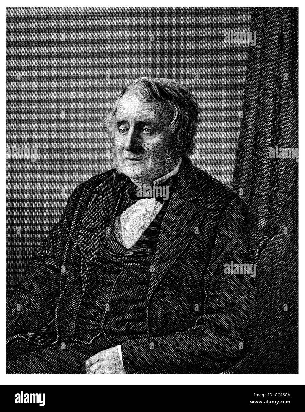 John Arthur Roebuck 1802 1879 British politician Liberal Member Parliament beard waistcoat chair seated sitting Stock Photo