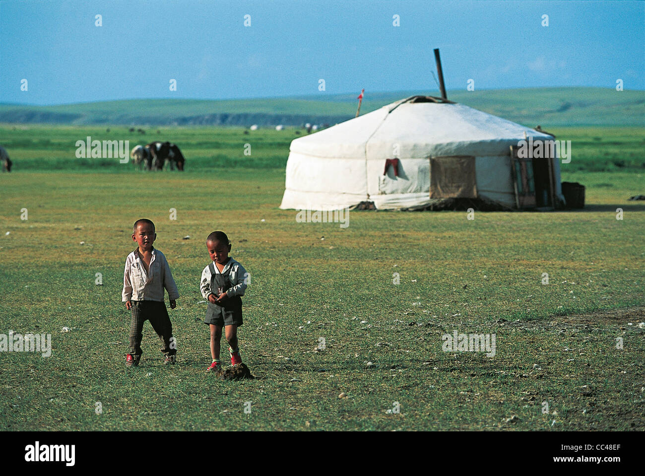 Region Of Mongolia Khudjirt Nomad Village Children Stock Photo - Alamy