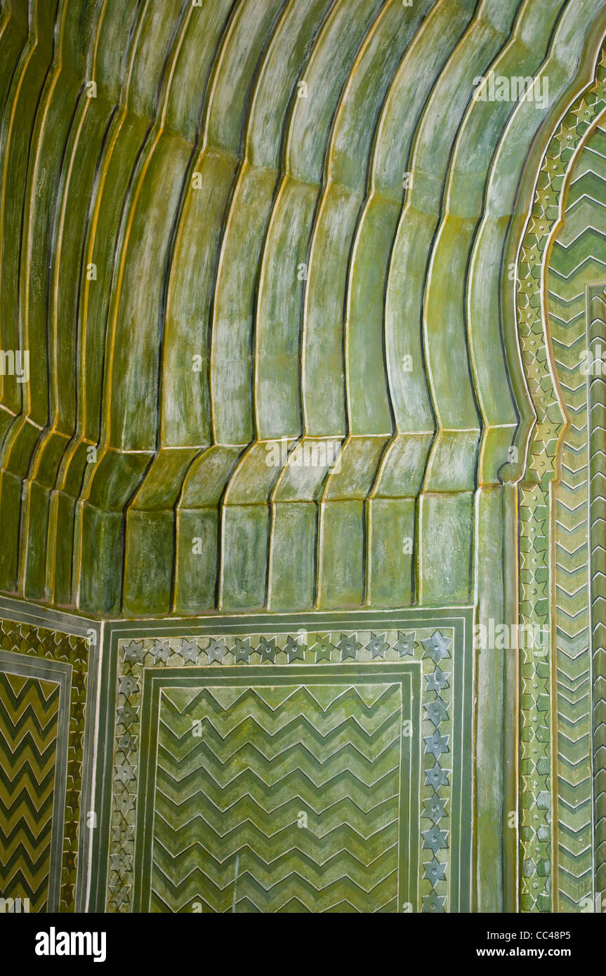 Palm leaf decoration around the door, Peacock Courtyard or Pritam Niwas Chowk, City Palace, Jaipur, India Stock Photo