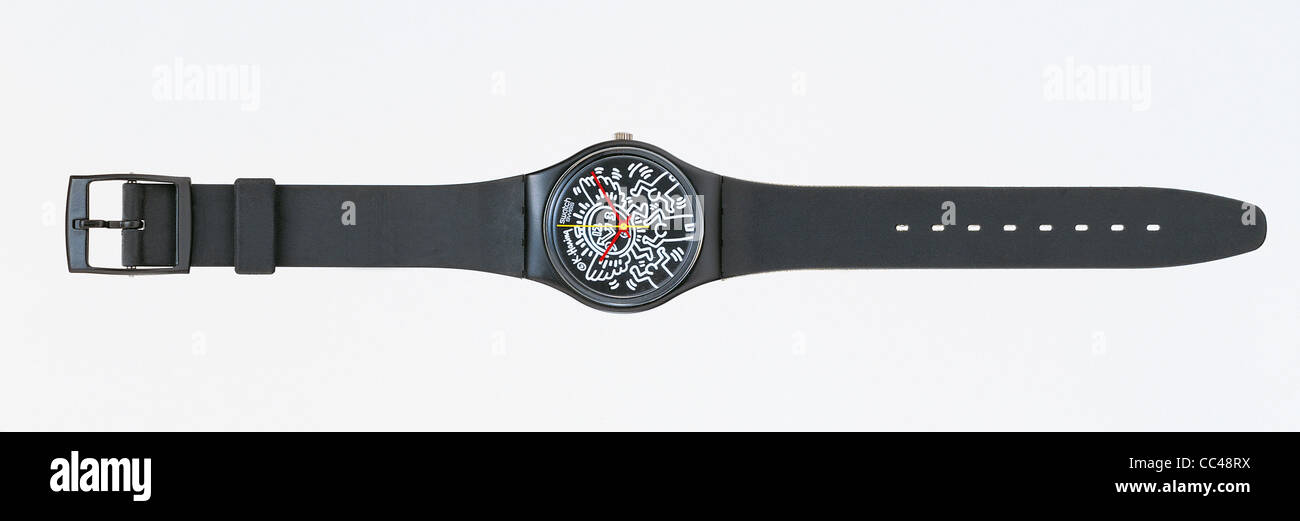 Watches: Swatch, Gz 104, Noir Sur Blanc, Keith Haring, 1986 Art Production  Stock Photo - Alamy