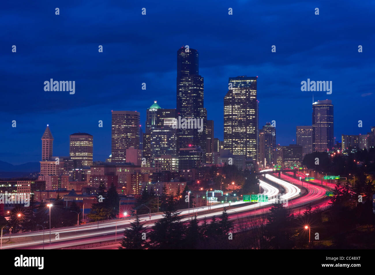 USA, WA, Seattle, Twilight Emerald City Stock Photo - Alamy