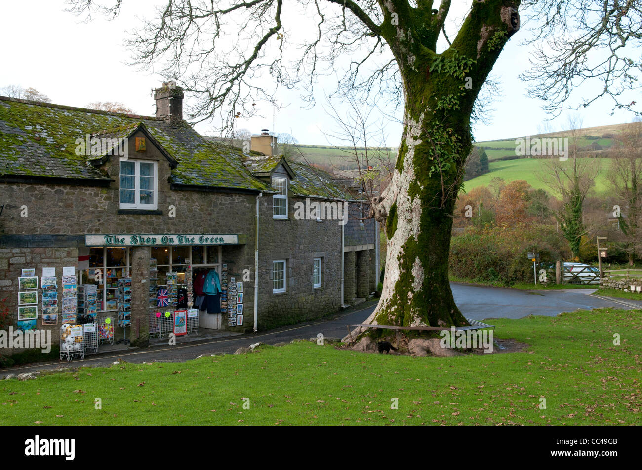 The shop on the Green at Widecombe-in-the-Moor on Dartmoor in Devon Stock Photo