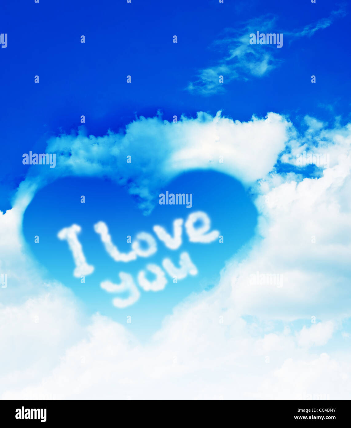 Heart made from cloud in the blue sky Stock Photo - Alamy