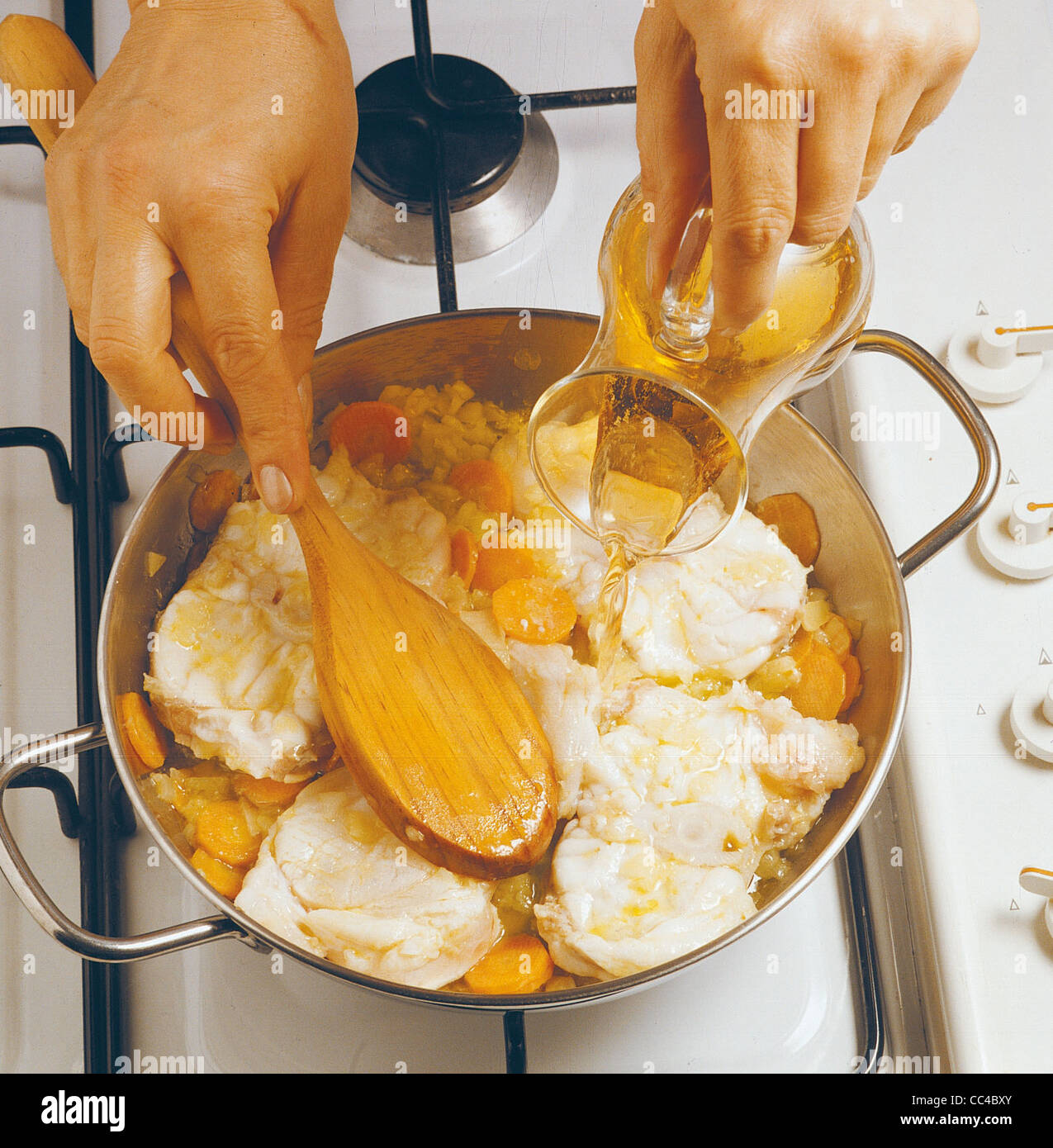 Kitchen: Angler In Pan 3 Stock Photo - Alamy