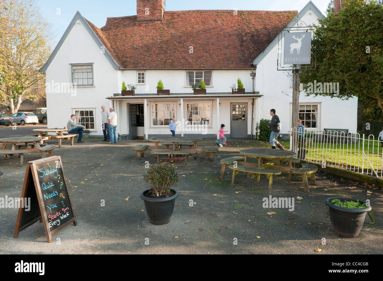 White Hart pub in Boxford, Suffolk. The building originally dates from