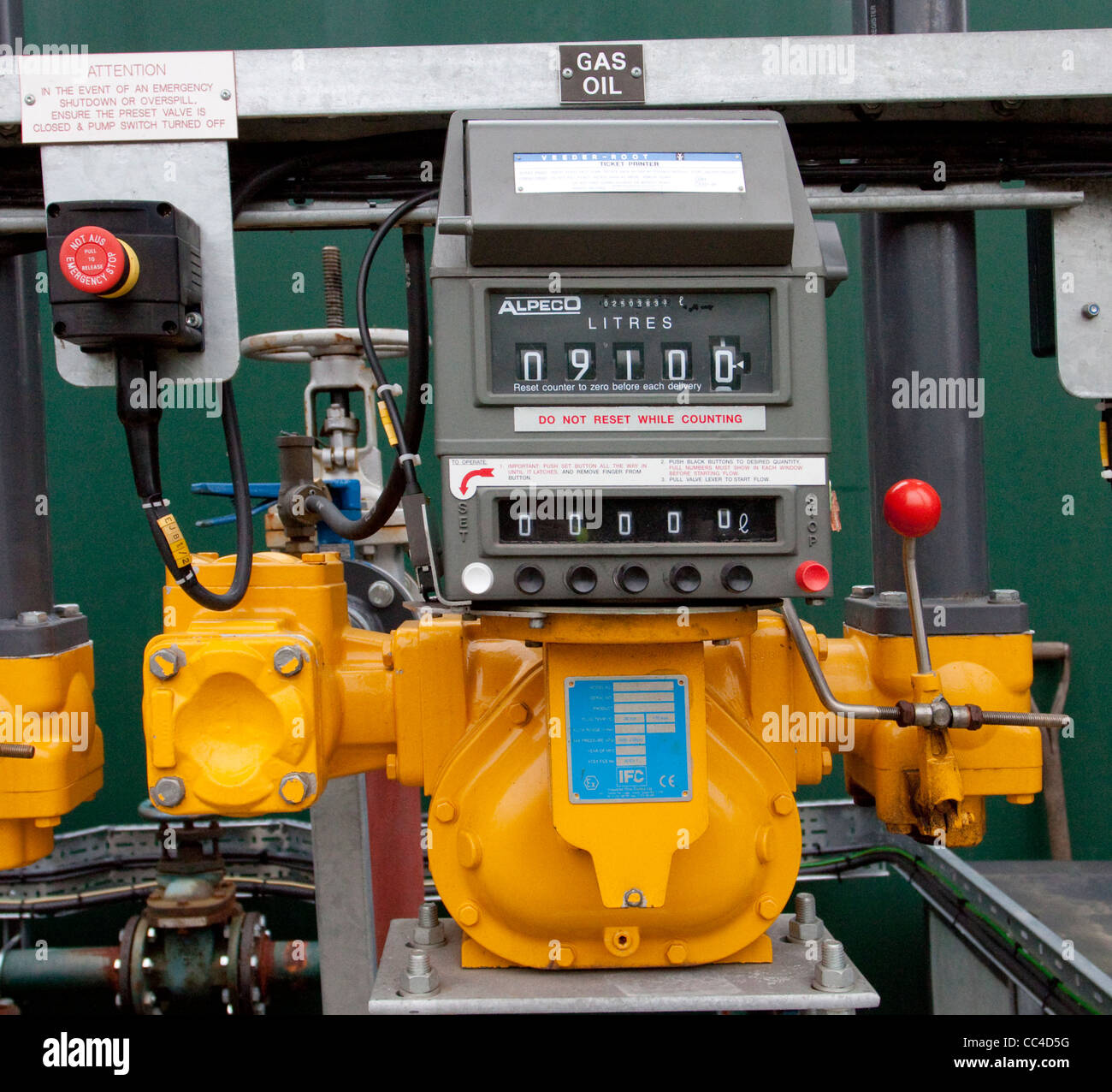 Fuel Metering System at oil storage depot. Alpeco Meter Stock Photo Alamy