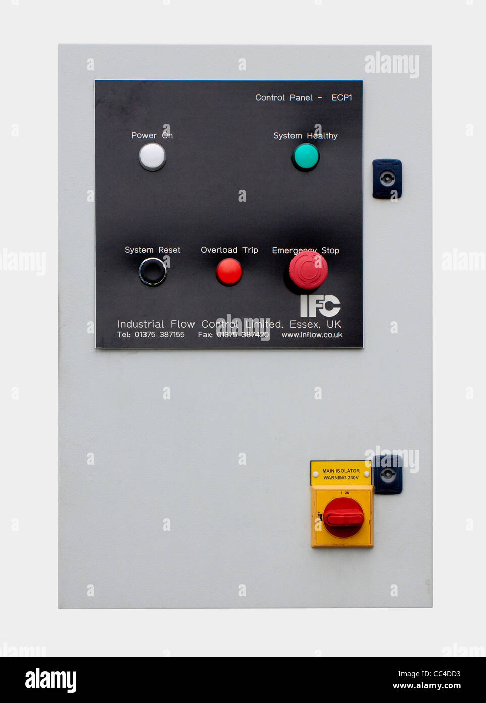 Electric control panel switchgear flow control cut out Stock Photo