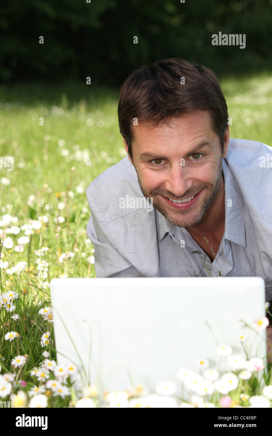 portrait of a man with laptop Stock Photo - Alamy