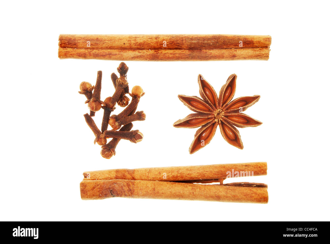 Cinnamon star anise and cloves spice isolated on white Stock Photo Alamy