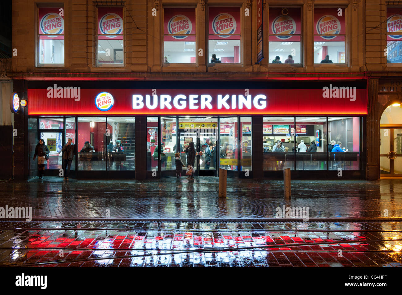 Burger King fast food restaurant chain taken at night in Piccadilly