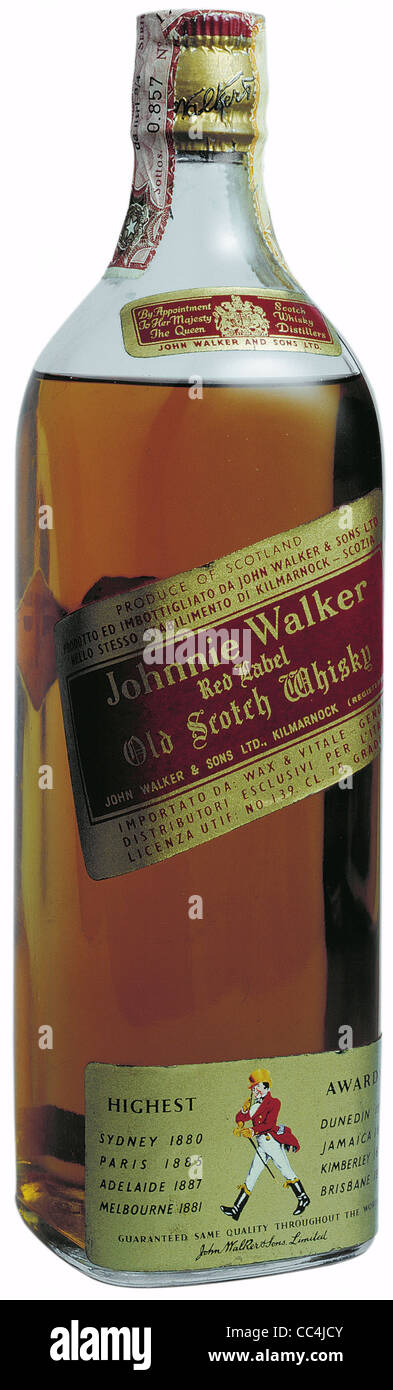 Wine And Spirits Liquors Scotch Whisky Johnnie Walker Red Label Stock Photo