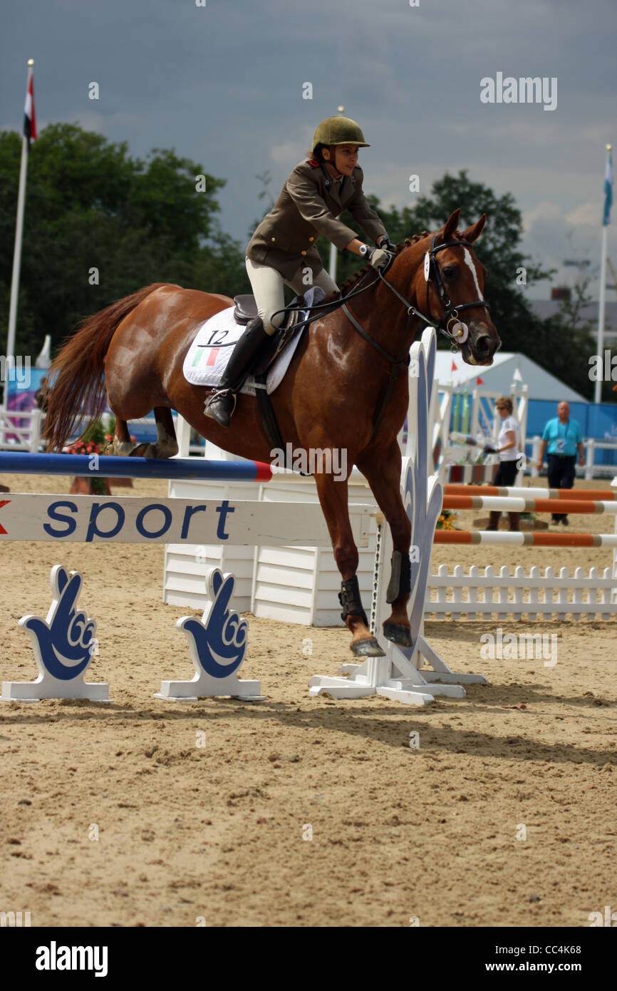 Lavinia Bonessio of Italy in the show jumping at the womens modern pentathlon at Greenwich park. Stock Photo