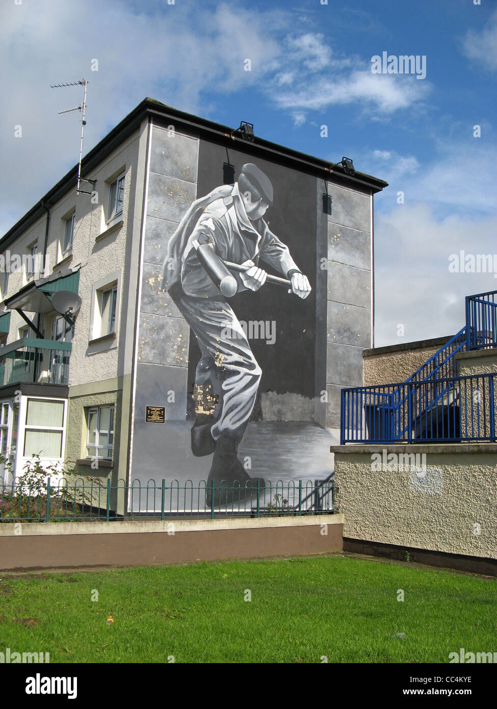 Murals in Free Derry in Londonderry in Northern Ireland. Stock Photo