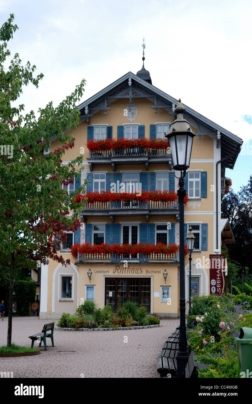 City hall of the Bavarian city of Tegernsee. Stock Photo