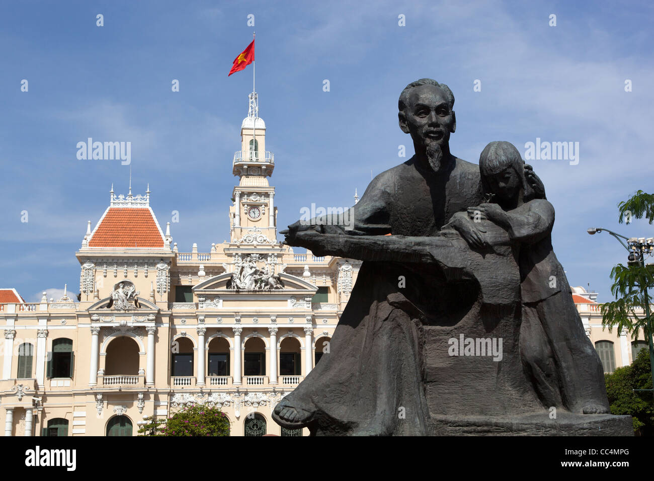 Ho Chi Minh Statue in front of Hotel de Ville Ho Chi Minh City Vietnam Stock Photo