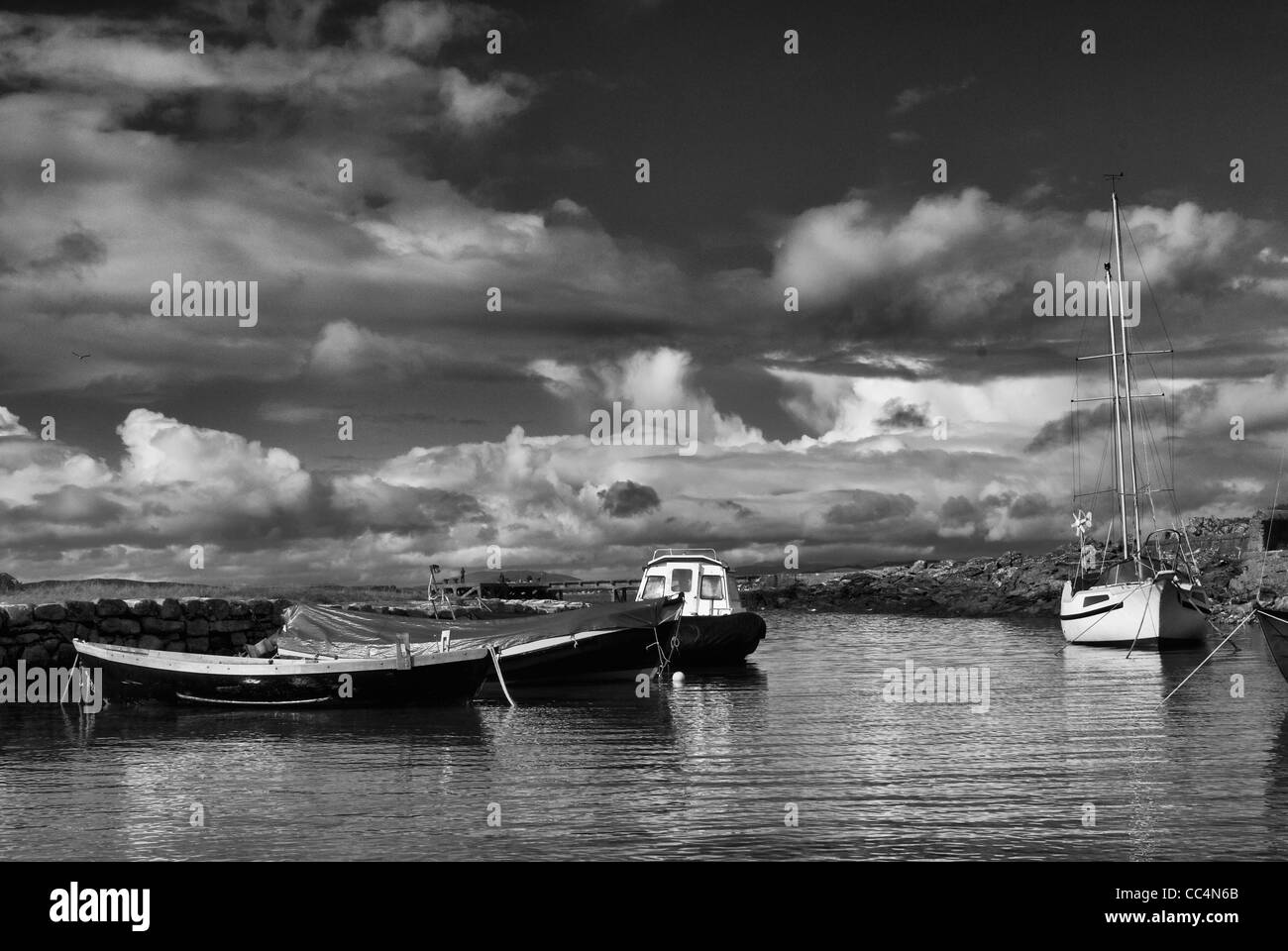 Boats at Portencross Harbour Stock Photo