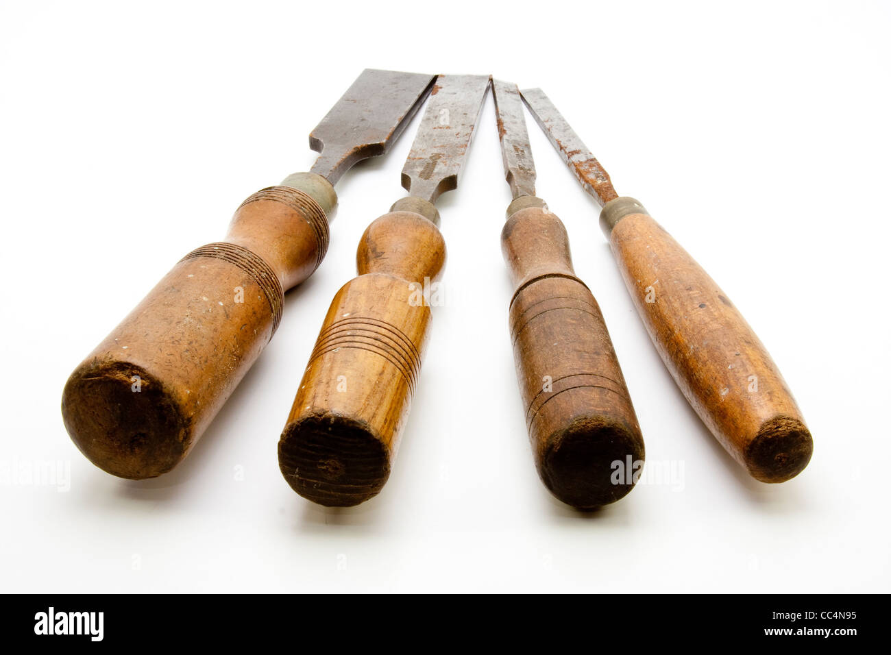 Carpenters Tool Old Chisels Isolated Stock Photo