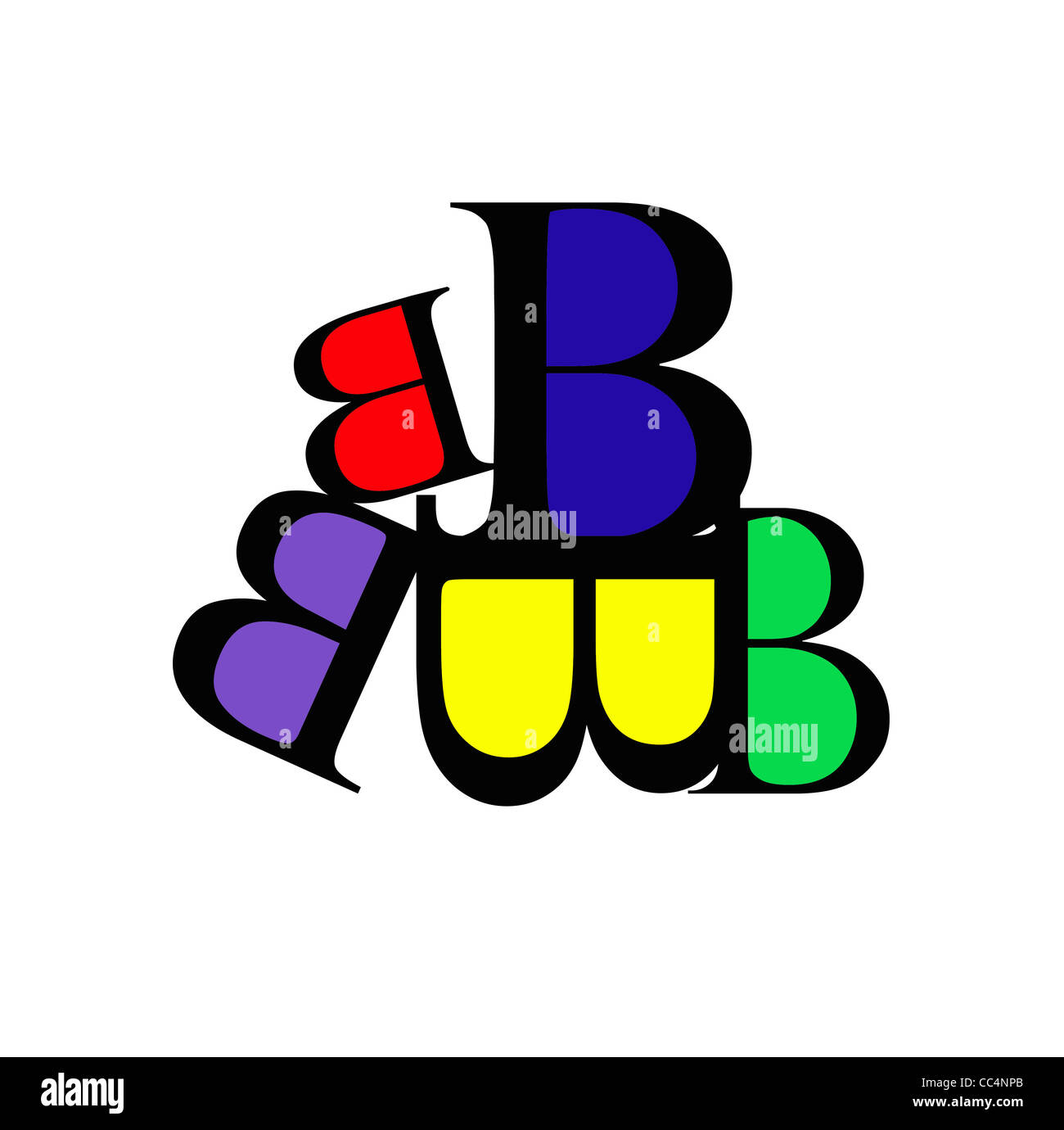 design of serif letter B's filled in with different colors Stock Photo