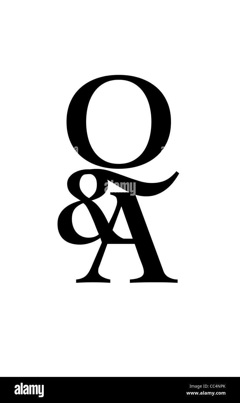 design of the letters Q and A with ampersand Stock Photo