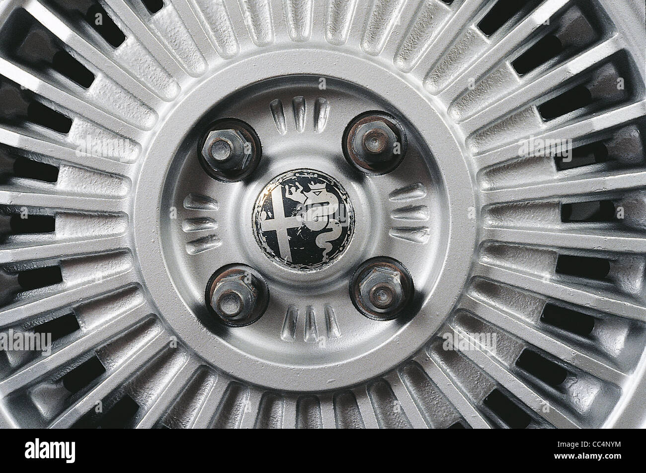 1980 white alloy wheel rim with a coat of arms hi-res stock photography ...