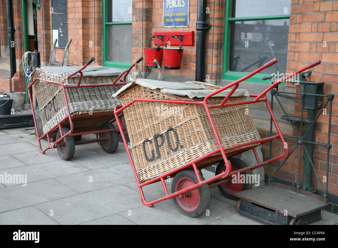 vintage post office trolleys great central railway Stock Photo