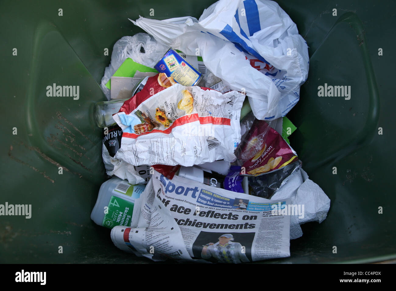rubbish in a recycling bin Stock Photo